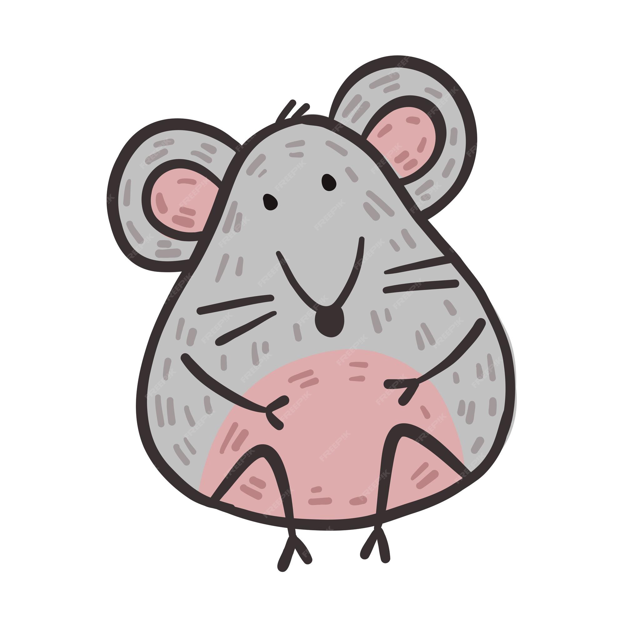 Ratón de dibujos animados vector dibujado a mano aislado sobre un fondo blanco | Vector Premium Ratón de dibujos animados vector dibujado a mano aislado sobre un fondo blanco | Vector Premium