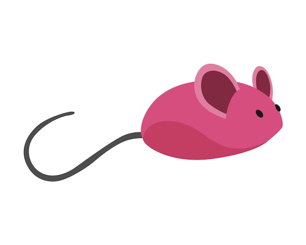Ratón de goma accesorio para gatos. Dispositivo de juguete divertido para jugar con animales. Ilustración colorida para tienda de mascotas. Icono de cuidado de kiten