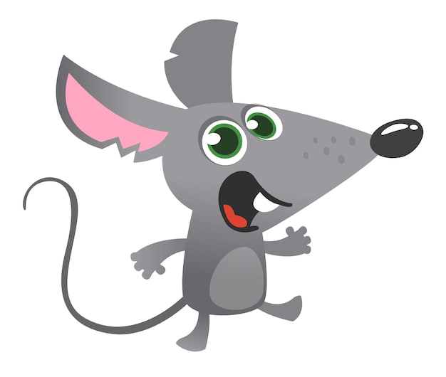 Ratón gris de dibujos animados hablando Ilustración vectorial aislada genial para decoración o diseño de pegatinas