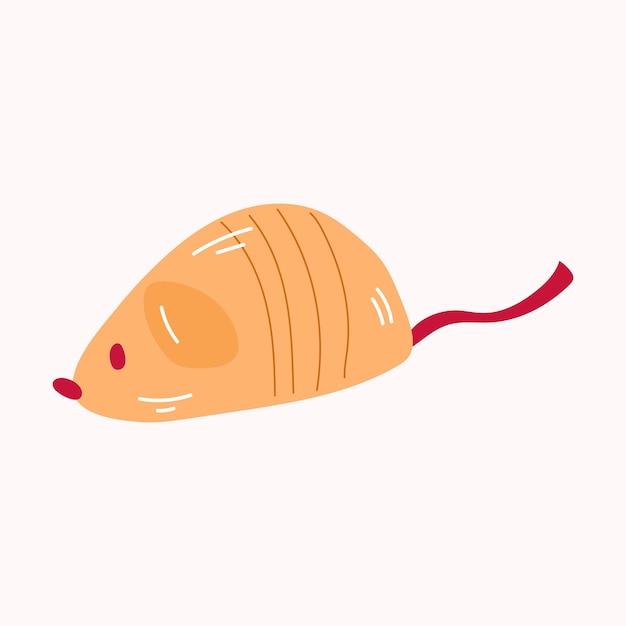 Ratón de juguete para gatos domésticos. Juguete para mascotas. Ilustración dibujada a mano por vectores.