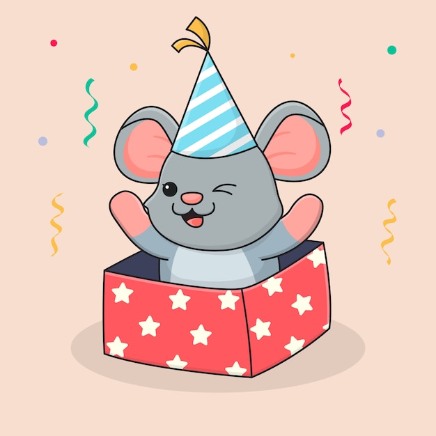 Ratón lindo feliz cumpleaños