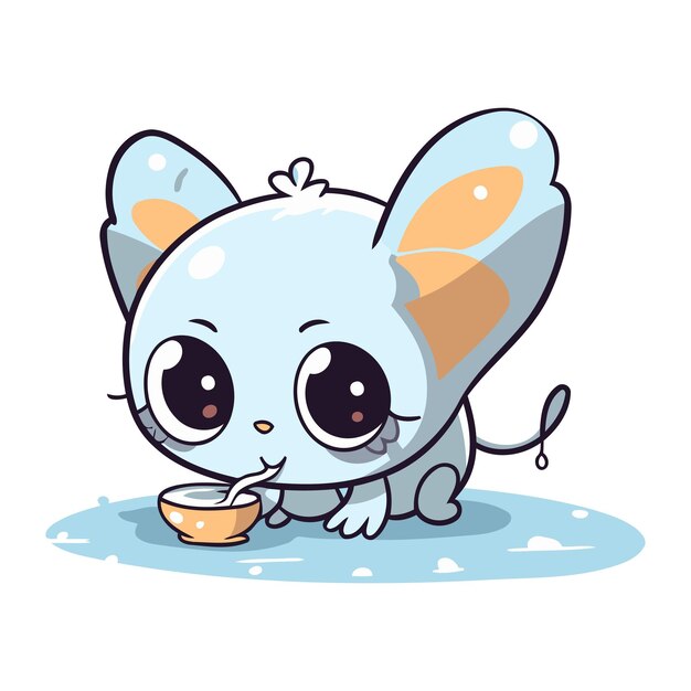 Vector un ratón lindo con una taza de café ilustración vectorial