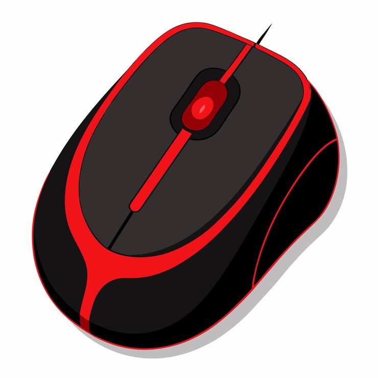 Vector un ratón negro y rojo con un ratón rojo y negro en él
