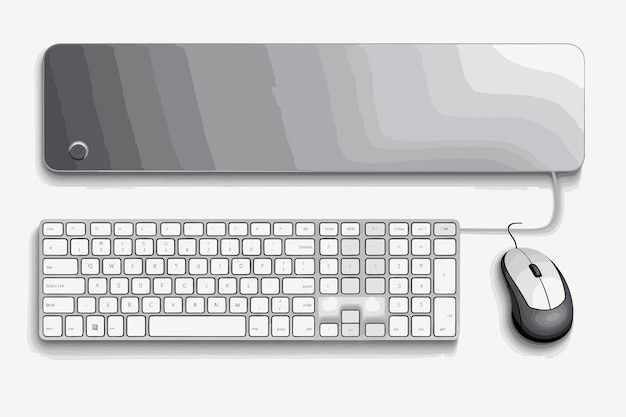 Vector ratón y teclado de computadora sobre fondo blanco concepto de trabajo independiente y en línea