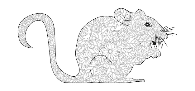 Ratón zentangle dibujado a mano para colorear para adultos y otras decoraciones