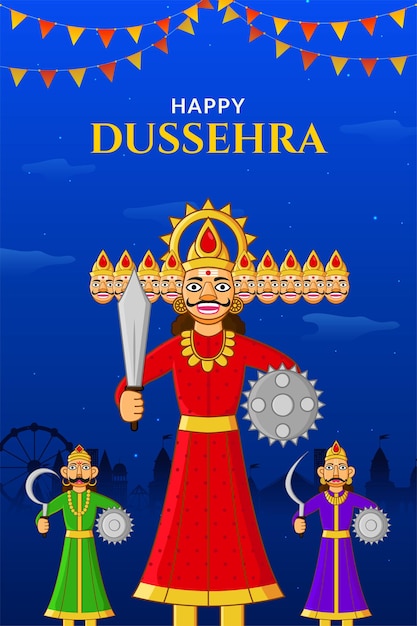 Ravana dahan happy dussehra navratri y durga puja festival de la india