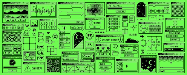 Rave y2k página de ventana menú de interfaz de computadora