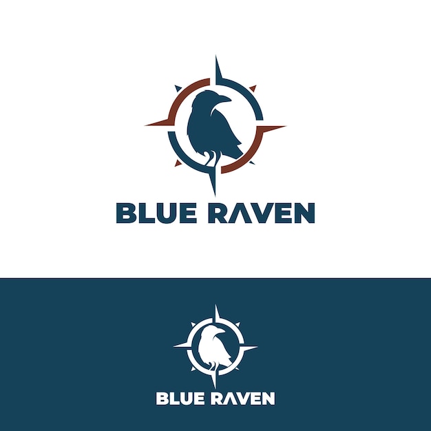 Raven logo icono diseños vector, brújula logo