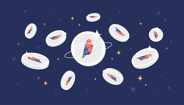 Ravencoin rvn monedas cayendo del cielo fondo de banner de concepto de criptomoneda rvn.