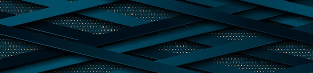 Rayas azul oscuro y puntos dorados fondo geométrico de tecnología abstracta