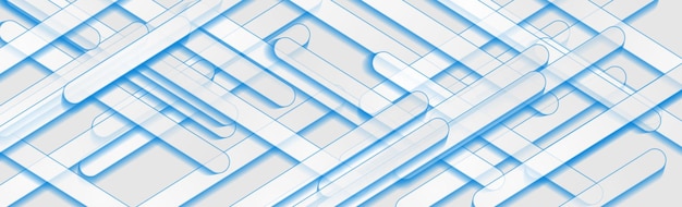 Las rayas azules y blancas son el fondo del estandarte tecnológico abstracto