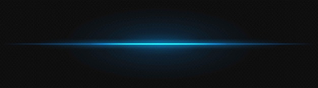 Las rayas azules de neón o el destello de luz Los rayos láser horizontales Los hermosos reflejos de luz Las rayas brillantes sobre un fondo negro