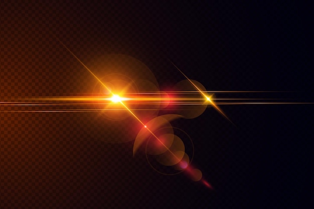 Vector rayas de bengalas de lente de luz transparente dorada