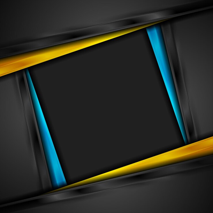 Vector rayas brillantes en azul, naranja y negro de alto contraste. fondo corporativo de vector de tecnología abstracta