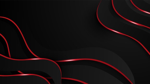Rayas brillantes rojas y negras de alto contraste Diseño de fondo gráfico de tecnología abstracta Fondo corporativo vectorial Ilustración vectorial