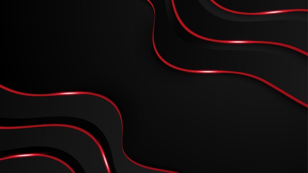 Rayas brillantes rojas y negras de alto contraste Diseño de fondo gráfico de tecnología abstracta Fondo corporativo vectorial Ilustración vectorial