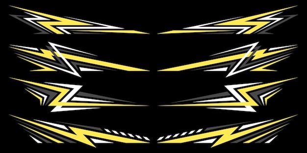 Las rayas de las calcomanías deportivas Las líneas de velocidad Las rayas deportivas Las tiras de afinación de carreras y el conjunto vectorial de pegatinas de automóviles