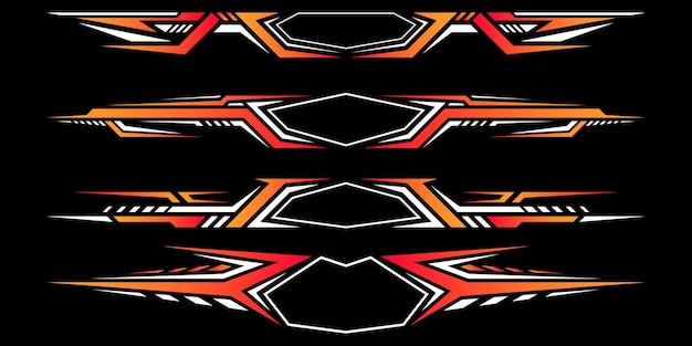 Las rayas de las calcomanías deportivas Las líneas de velocidad Las rayas deportivas Las tiras de afinación de carreras y el conjunto vectorial de pegatinas de automóviles