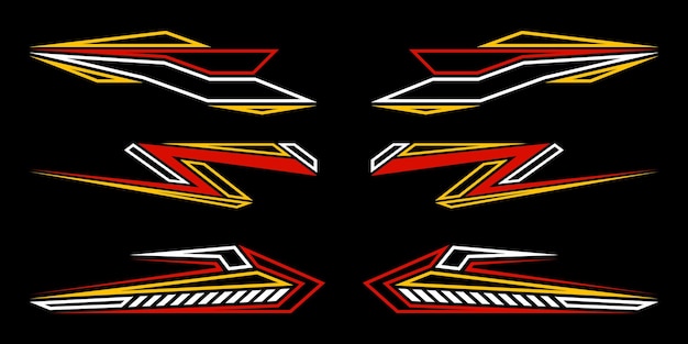 Las rayas de las calcomanías deportivas Las líneas de velocidad Las rayas deportivas Las tiras de afinación de carreras y el conjunto vectorial de pegatinas de automóviles