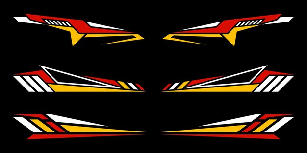 Las rayas de las calcomanías deportivas Las líneas de velocidad Las rayas deportivas Las tiras de afinación de carreras y el conjunto vectorial de pegatinas de automóviles