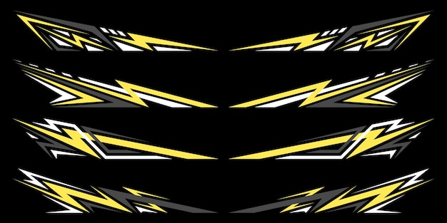 Las rayas de las calcomanías deportivas Las líneas de velocidad Las rayas deportivas Las tiras de afinación de carreras y el conjunto vectorial de pegatinas de automóviles