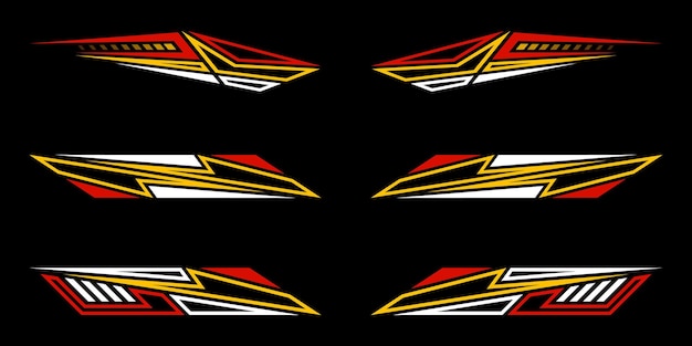 Las rayas de las calcomanías deportivas Las líneas de velocidad Las rayas deportivas Las tiras de afinación de carreras y el conjunto vectorial de pegatinas de automóviles