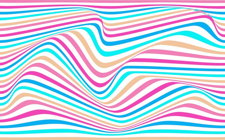 Vector las rayas horizontales onduladas son de color rosa, azul, melocotón y fondo blanco.