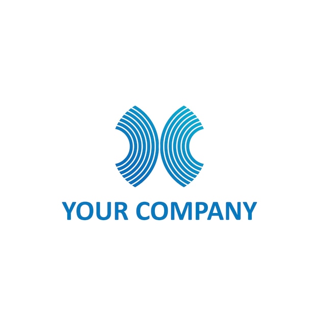 Rayas de letra X o ondas en plantilla de logotipo de color azul