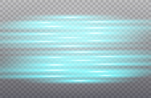 Rayas luminosas sobre un fondo transparente. Hermoso resplandor de movimiento de partículas.