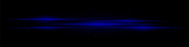 Rayas de luz azul realistas con partículas brillantes en un fondo negro Rayos de energía futuristas efecto digital brillo de neón borrado de movimiento sci-fi