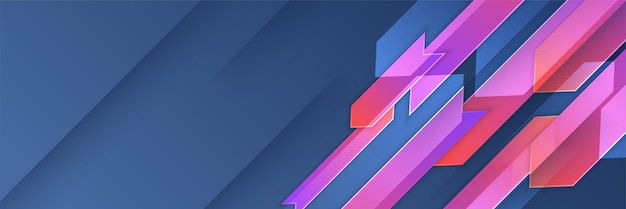 Rayas memphis degradado azul púrpura colorido diseño abstracto banner