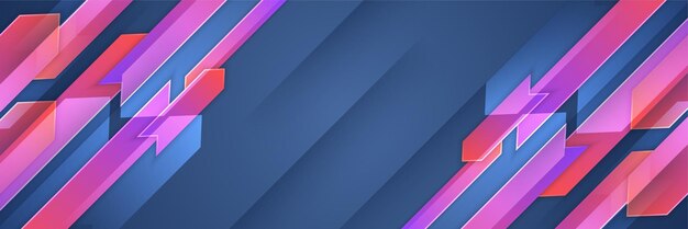 Rayas memphis degradado azul púrpura colorido diseño abstracto banner