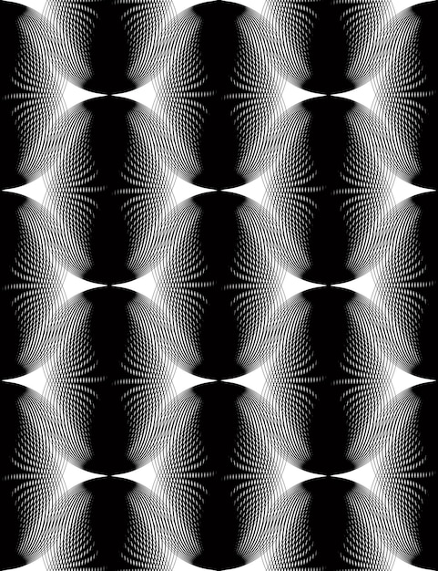 Rayas monocromáticas geométricas superpuestas de patrones sin fisuras, fondo abstracto vectorial en blanco y negro. Fondo gráfico simétrico con formas geométricas superpuestas.