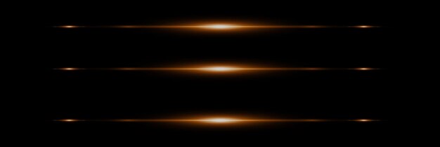 Las rayas de neón doradas o el destello de luz Los haces de láser Los haces horizontales