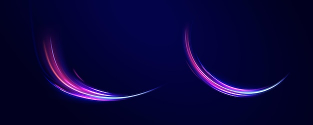 Rayas de neón en forma de vueltas de perforación y remolino Luz de fondo Velocidad ondulada Velocidad de curva de remolino