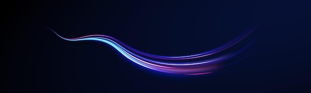 Las rayas de neón en forma de vueltas de perforación y remolino Velocidad del concepto de fondo de la luz