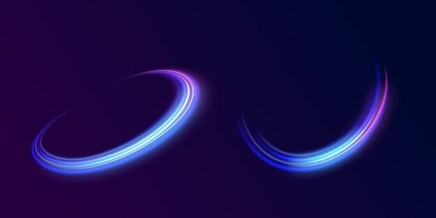 Las rayas de neón en forma de vueltas de perforación y remolino Velocidad del concepto de fondo de la luz