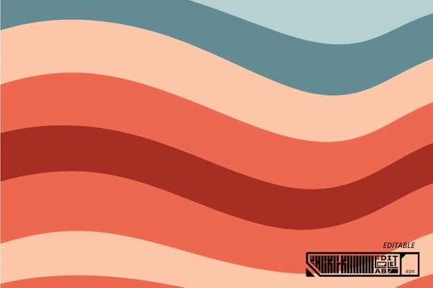Rayas onduladas abstractas en colores retro cálidos para elementos de diseño