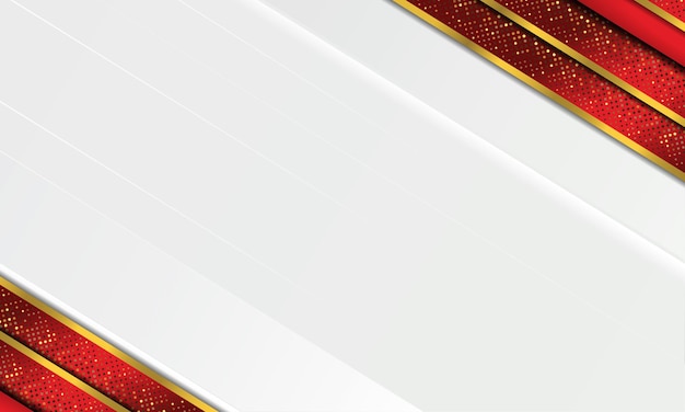 Rayas rojas y doradas abstractas del vector moderno en el fondo blanco. Plantilla de diseño de vector de diseño de concepto elegante para marco, portada, banner, uso de tarjeta