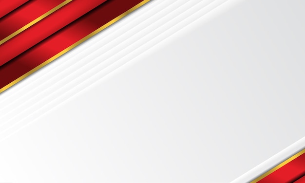 Rayas rojas y doradas abstractas del vector moderno en el fondo blanco. Plantilla de diseño de vector de diseño de concepto elegante para marco, portada, banner, uso de tarjeta