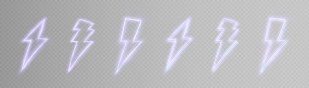 El rayo brillante es un signo de descarga eléctrica El icono brillante es un icono de relámpago de neón El vector es un icono de relámpago.