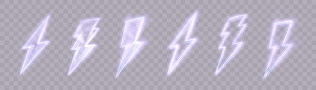 El rayo brillante es un signo de descarga eléctrica El icono brillante es un icono de relámpago de neón El vector es un icono de relámpago.