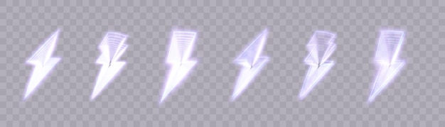 El rayo brillante es un signo de descarga eléctrica El icono brillante es un icono de relámpago de neón El vector es un icono de relámpago.