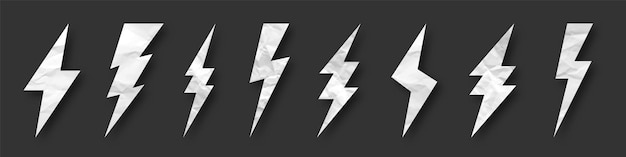 El rayo es una textura de papel arrugado, un flash de cartón, un símbolo de rayo, un simple rayo.