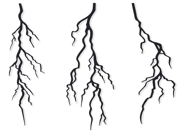Rayo ilustración silueta conjunto eléctrico efecto realista aislado vector