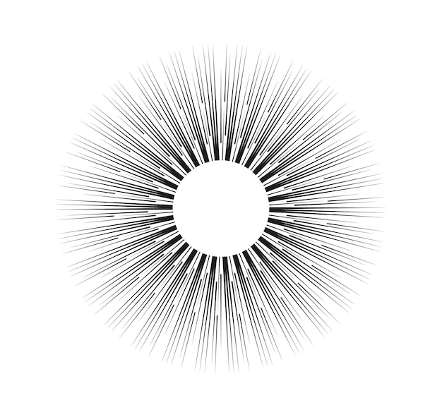 Rayo de sol geométrico Rayos de sol y rayos de sol Explosión solar Creatividad y obra de arte minimalista Explosión de esquema Elemento gráfico para sitio web Ilustración vectorial lineal