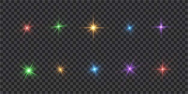 Rayo solar brillo abstracto brillo efecto de luz estallido de estrellas haz de luz solar brillante imagen aislada