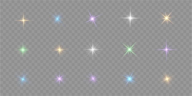 Rayo solar brillo abstracto brillo efecto de luz estallido de estrellas haz de luz solar brillante imagen aislada