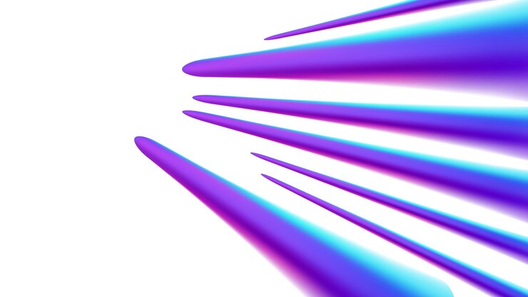 Vector rayos azules fluidos 3d en movimiento efecto liso púrpura aislado en ilustración vectorial de fondo blanco