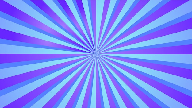 Rayos azules sobre fondo degradado. Sunburst, luz solar, circo, vector de rayas.